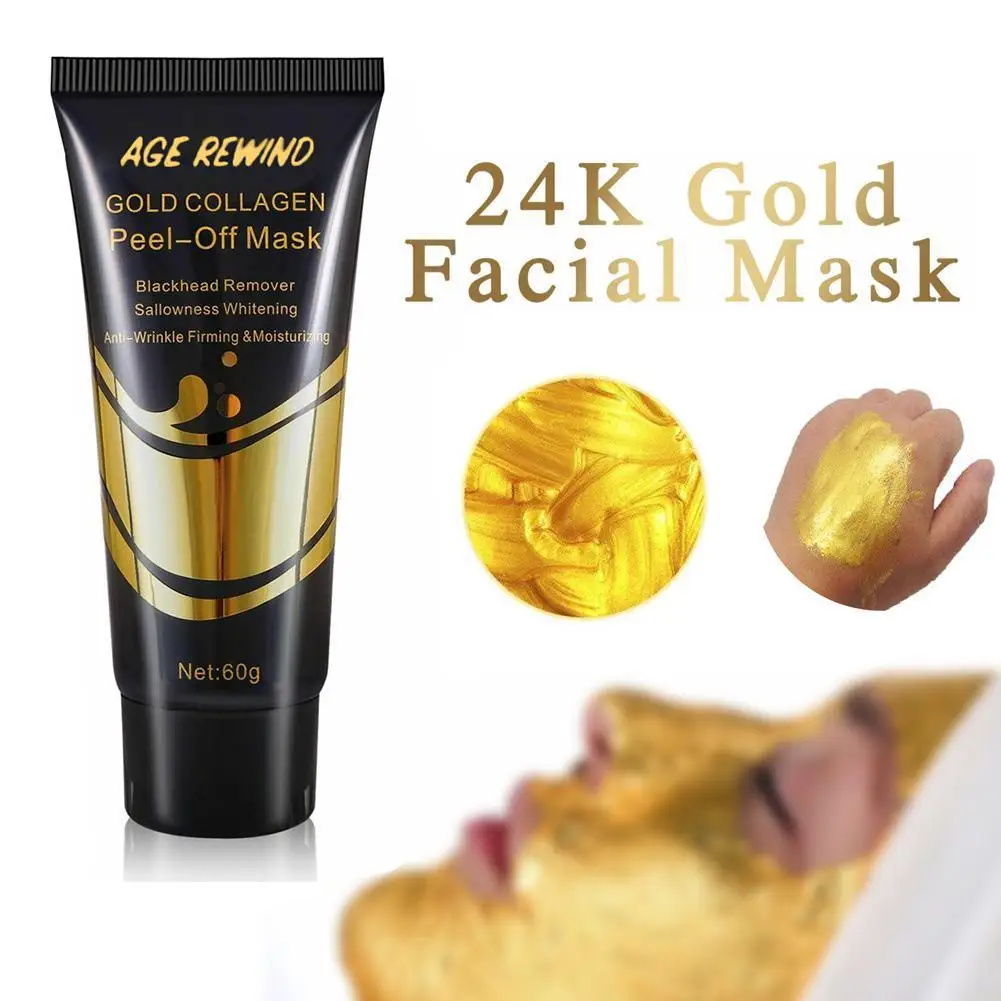 

60g 24K Gold Collagen Face Mask For Skin Care Firming Anti Wrinkle Whitening Exfoliating Nose Blackheads Tearing Off Mask