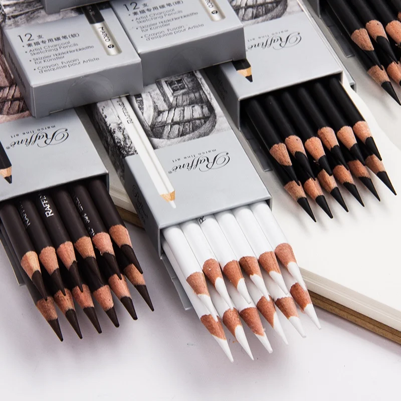 2h/hb/b-14b Brown/white Sketching Drawing Tool Carbon Pencil Soft/medium/hard Nib Eraser