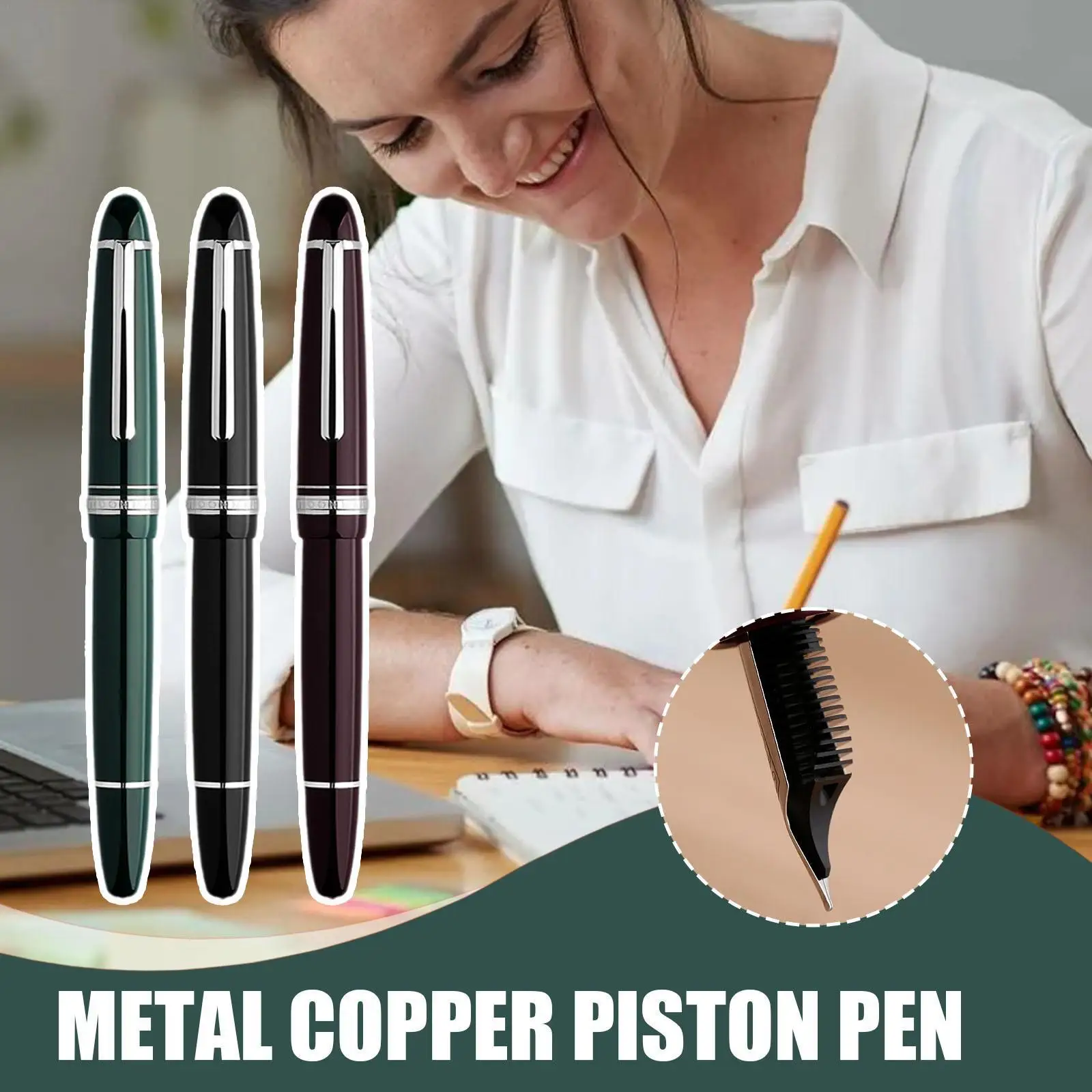 

New Metal Piston Pen 0.4 Ef 0.5 F Nib School Student Pen Office Gift Diamond Writing Pen M0a9
