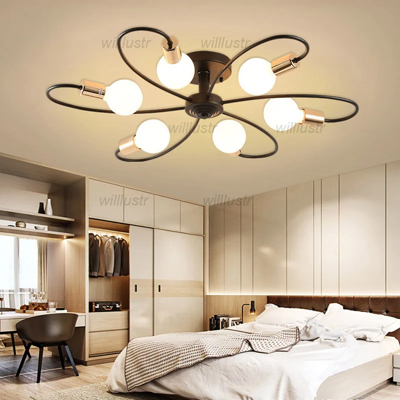 Креативный Железный потолочный светильник современный металлический Цветочный