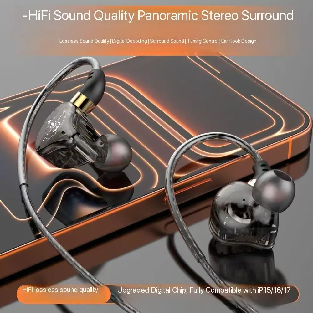 Фото Проводные наушники Type-C, HiFi, стерео, с глубокими басами, USB-C, 3,5 мм, внутриканальные, с микрофоном, спортивные, с сабвуфером, музыкальная гарнитура для Samsung №5