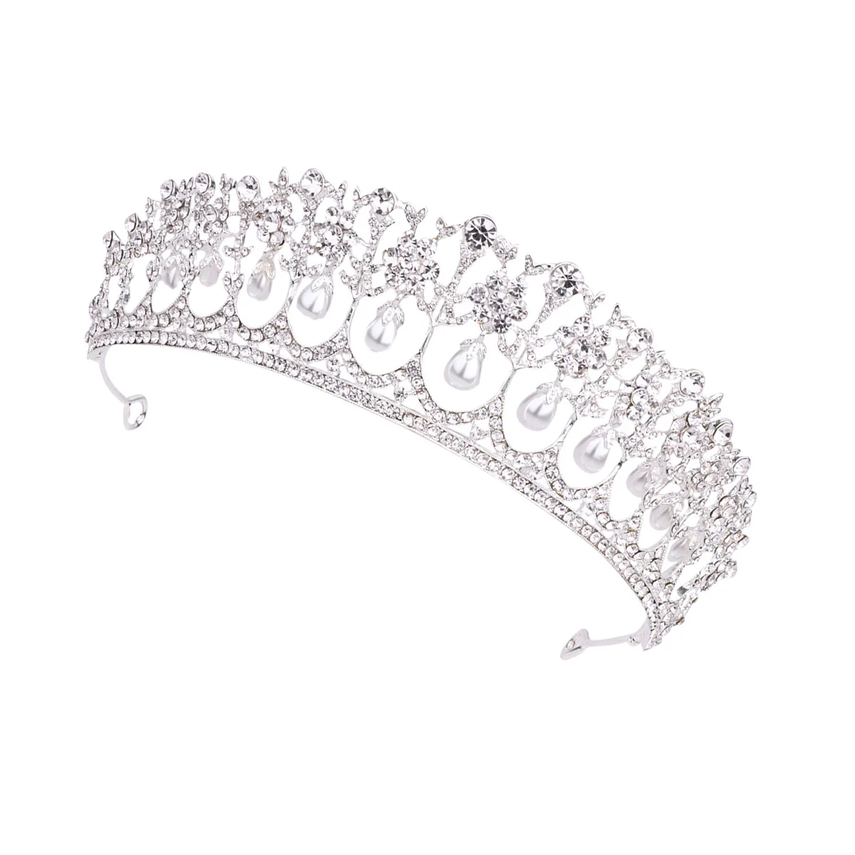 

1pc Baroque Crown Decor Bridal Crown Headdress Alloy Party Headwear Wedding Photo Prop for Women White