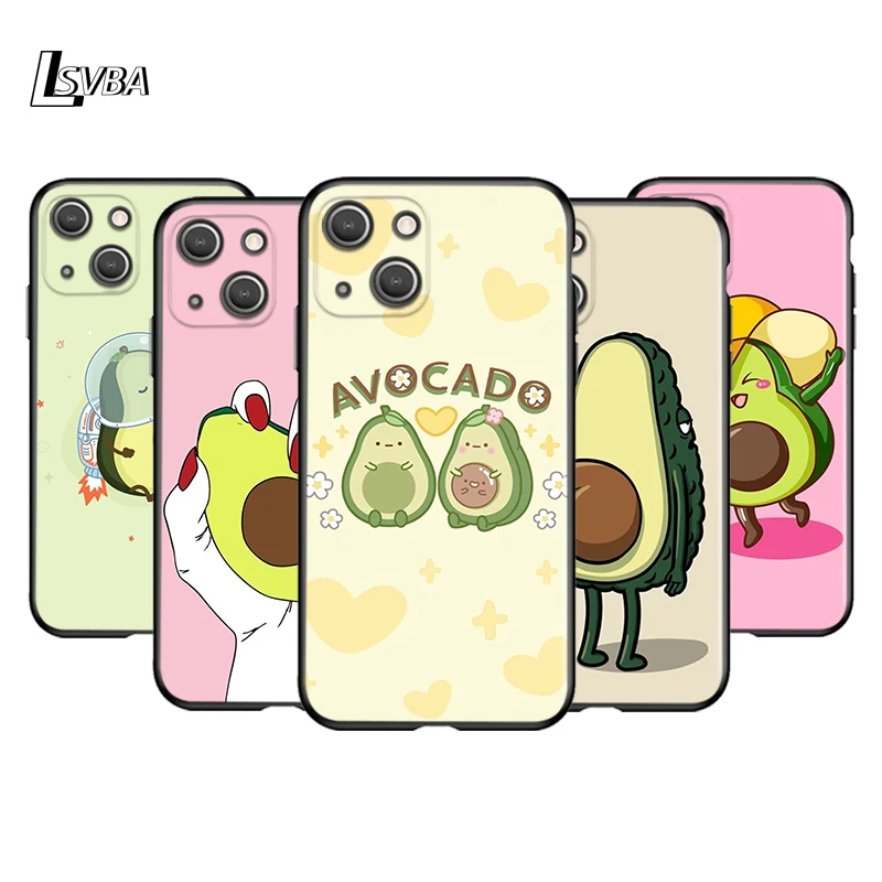

Cute Aartoon Avocado Silicone Cover For Apple IPhone 13 12 Mini 11 Pro XS MAX XR X 8 7 6S 6 Plus 5S SE Black Phone Case