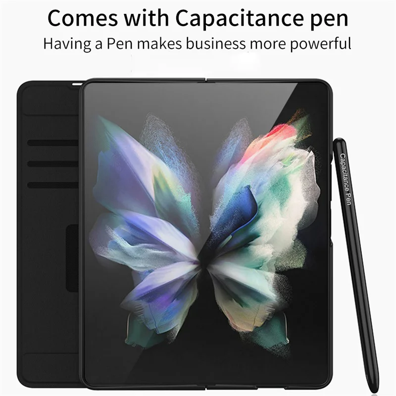 

Attached Pen (With Pen) Leather Pen Tray Case For Samsung Galaxy Z Fold 3 5G Case Business Protective Luxury funda
