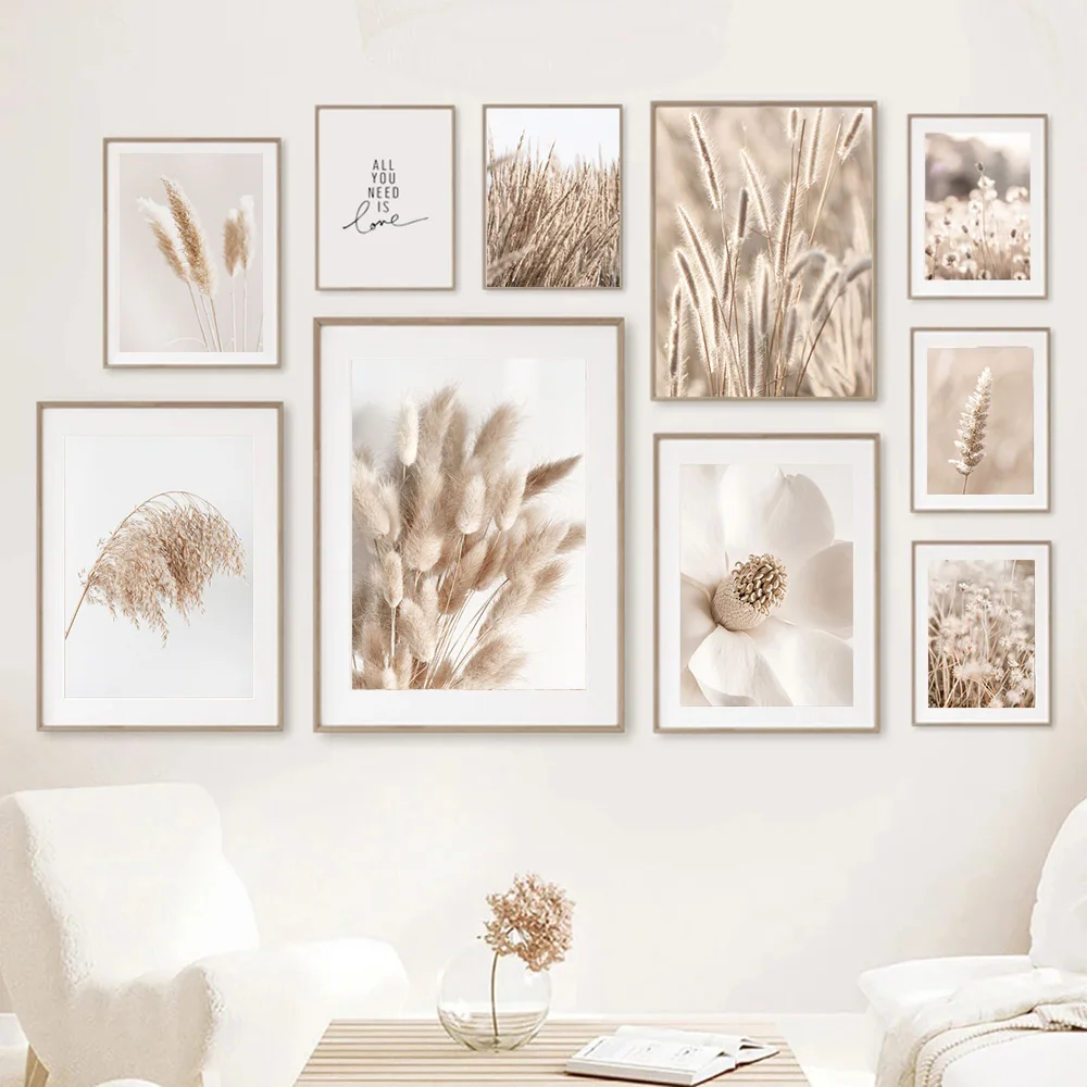 

Nature Dried Grass Poster and Prints Flower Reed Wheat Dandelion Horse Wall Art Canvas Painting Pictures for Living Room Decor