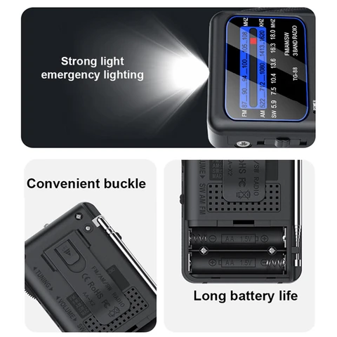 Портативное радио AM/FM/SW на батарейках с разъемом для наушников для кемпинга и экстренных подарков для пожилых людей пожилого возраста