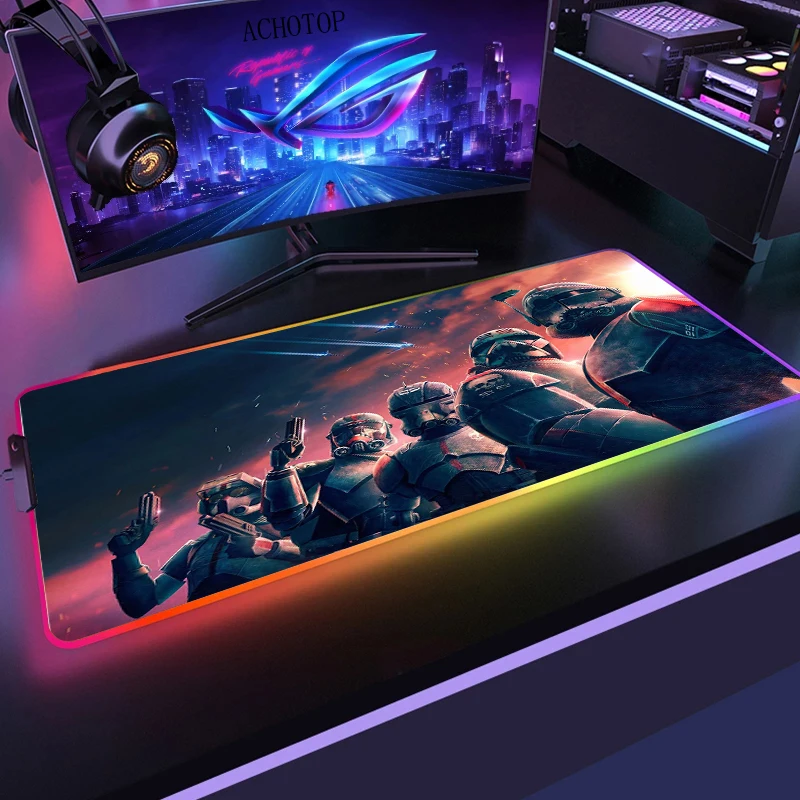 

Wars Game Mouse Pad Pc RGB Anime Rug Setup Gamer Accessories Gaming Mats with Backlight Mat Mousepad Speed LED Keyboard Mat