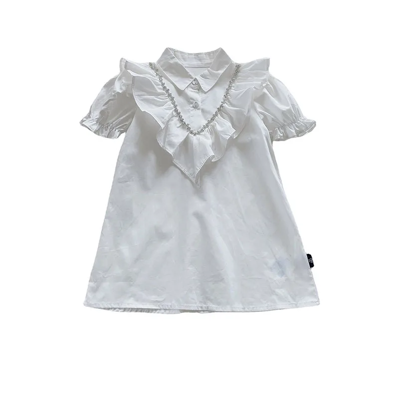 Летнее новое платье для девочек в Корейском стиле Детские платья с цветами