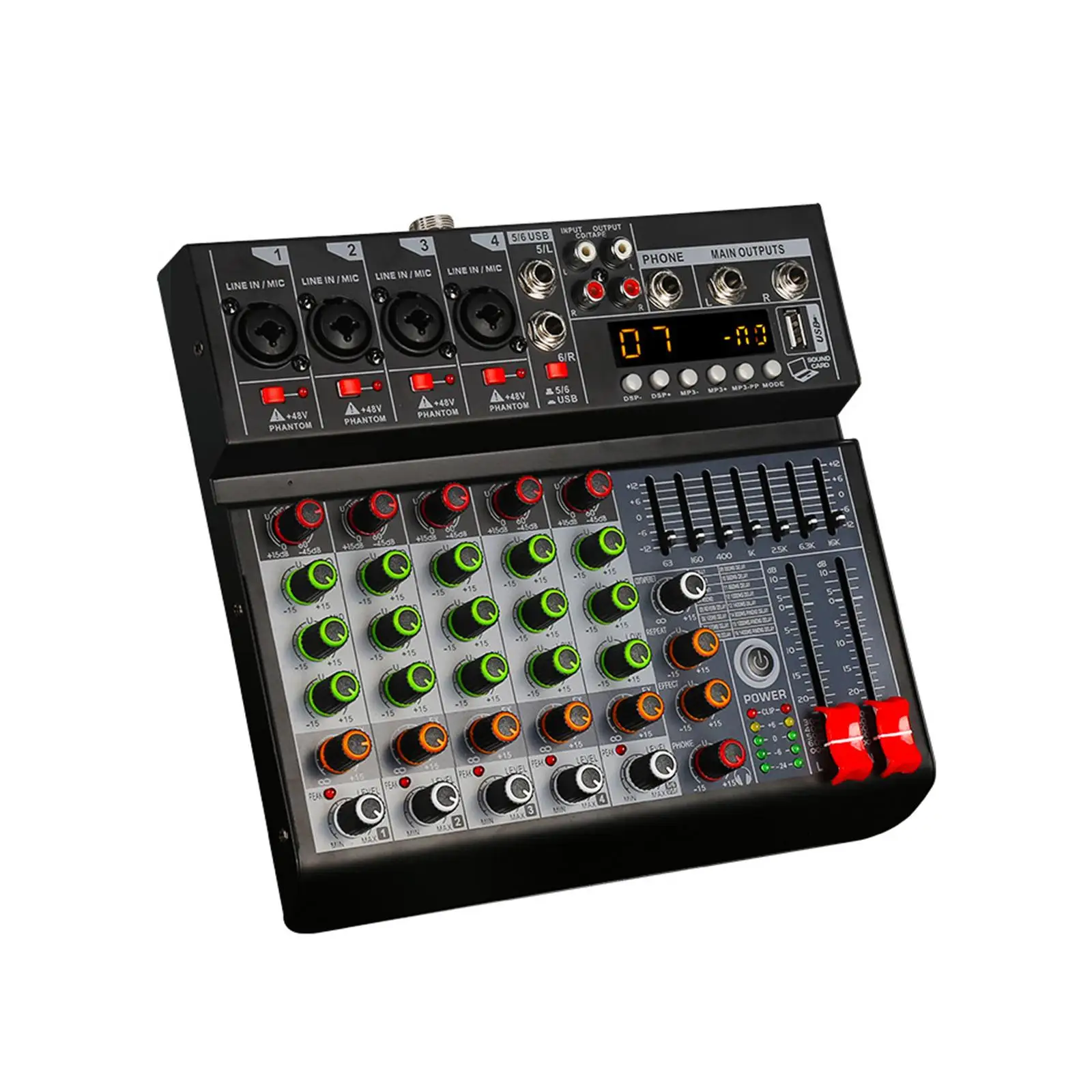 

6 Channel Audio Mixer Digital Processor Portable Sound Mixing Console for PC Family KTV Campus Speech Meeting Recording DJ Stage