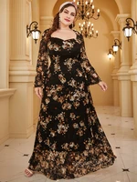 toleen women plus size large maxi dresses 2022 casual chic elegant long sleeve floral turkey party evening wedding robe clothing