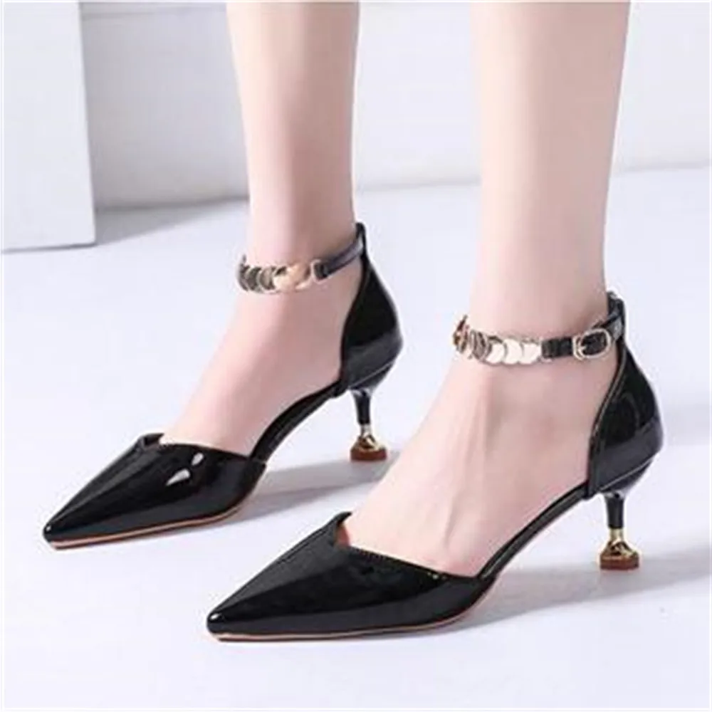 

New Spring Summer Fashion Pointed Toe Ladies Sandals High Quality Buckle Strap Shoes Women Comfortable Bride Wedding Thin Heels