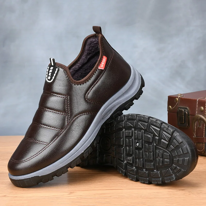 Зимняя повседневная обувь для пар Мужские стильные кожаные Повседневные