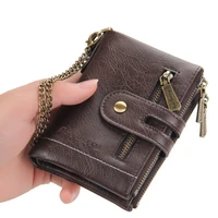 pu leather short retro card holder wallets male purses with zip coin pocket