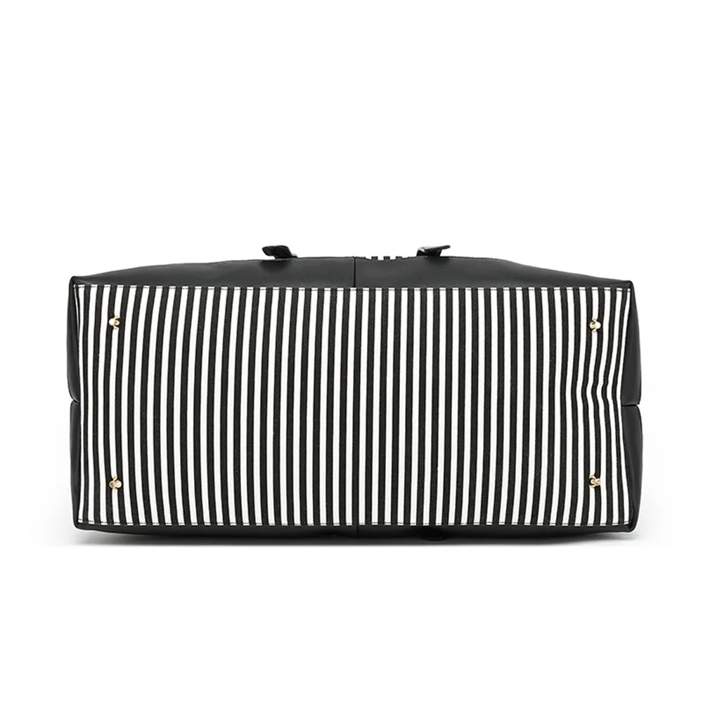 New Large-Capacity Canvas Duffel Bag For Men Women Travel Bag Carry On Weekender Overnight Handbag Big Blue Strips Shoulder Bag