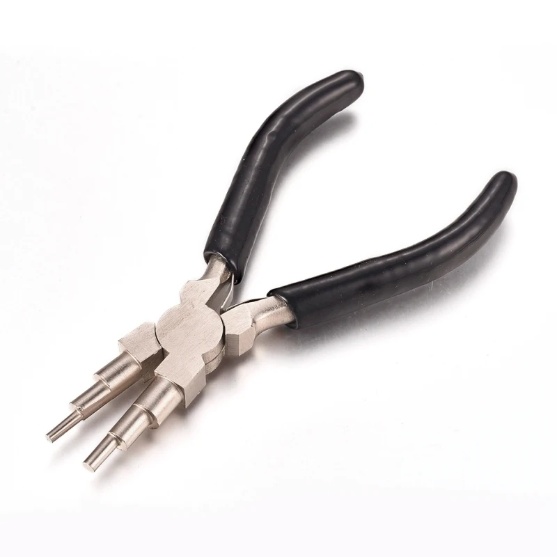 6-in-1 Bail Making Pliers 45# Carbon Steel 6-Step Multi-Size Wire Looping Forming Pliers Loop Size: 3mm/4mm/6mm/7mm/8.5mm/9.5mm