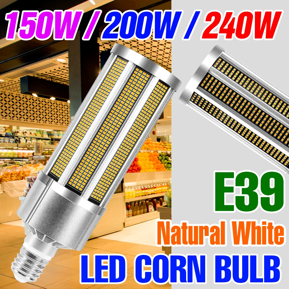 LED Corn Lamp 220V Spotlight Bulb LED Lampara 150W E39 Ceiling Light Energy Saving Lamp 200W Chandelier Light 240W Home Bombilla