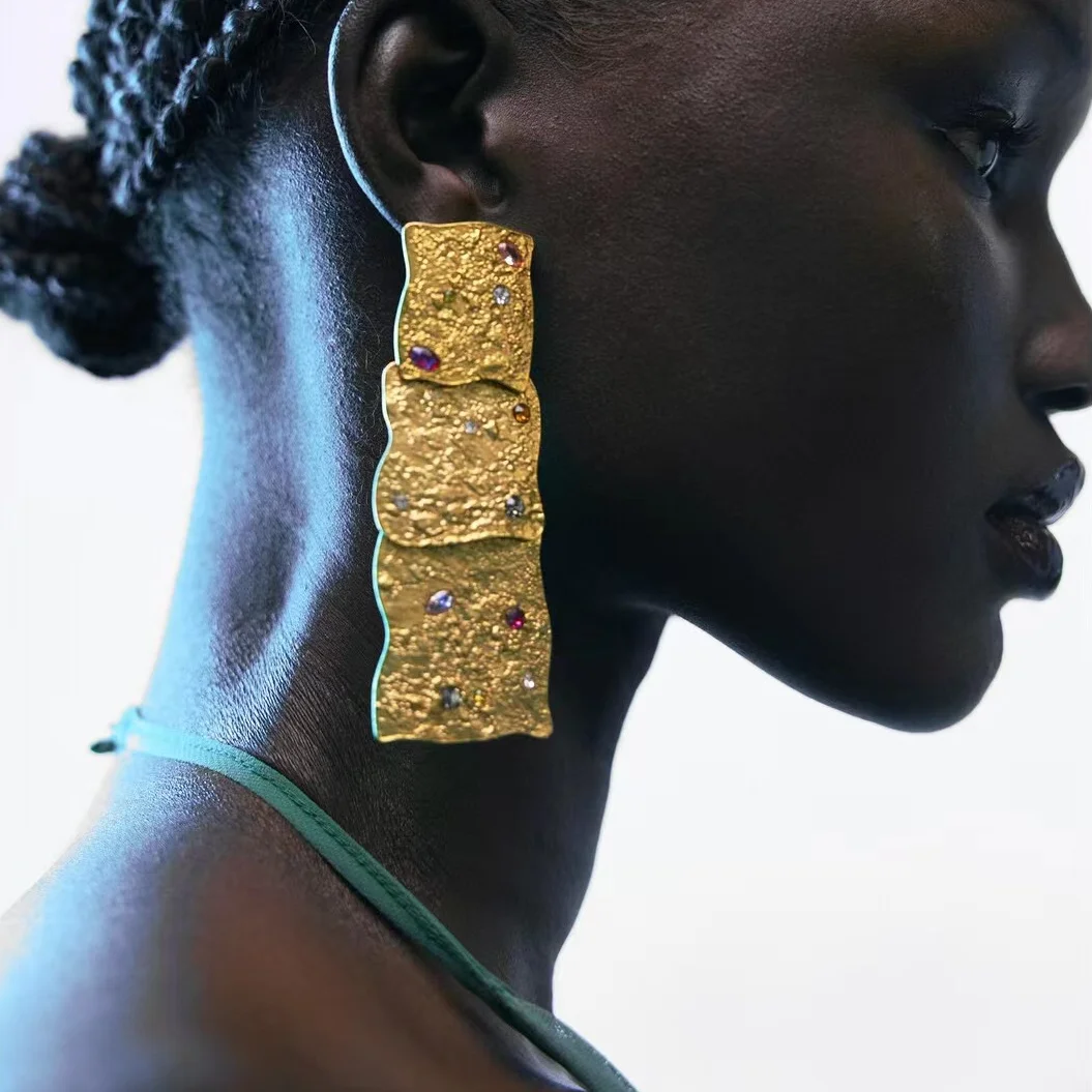 Новинка 2024 винтажные металлические квадратные геометрические длинные висячие