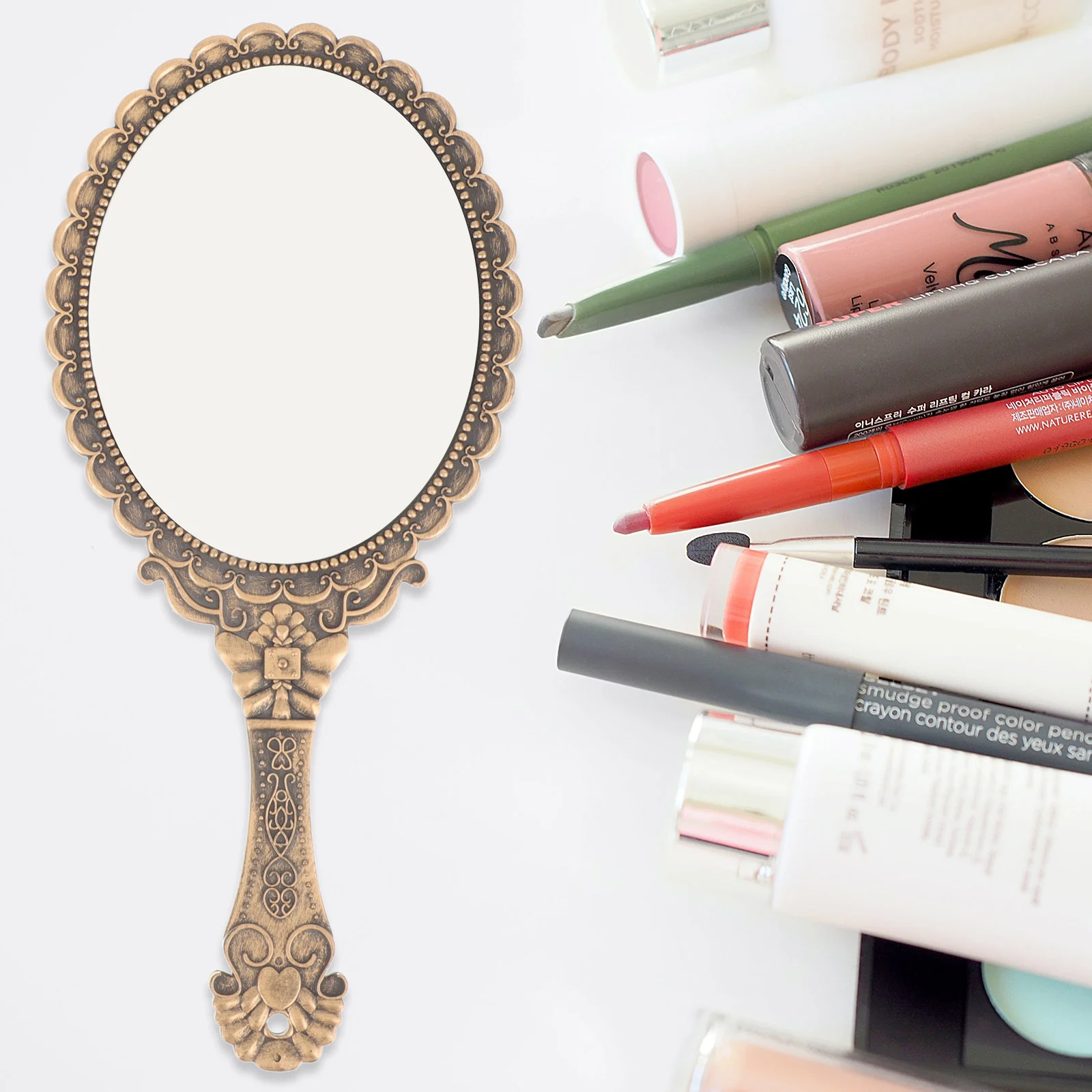 2pcs Hand Mirrors Women Makeup Mirror Vanity Hand Mirror Vintage Mirrors for Girls