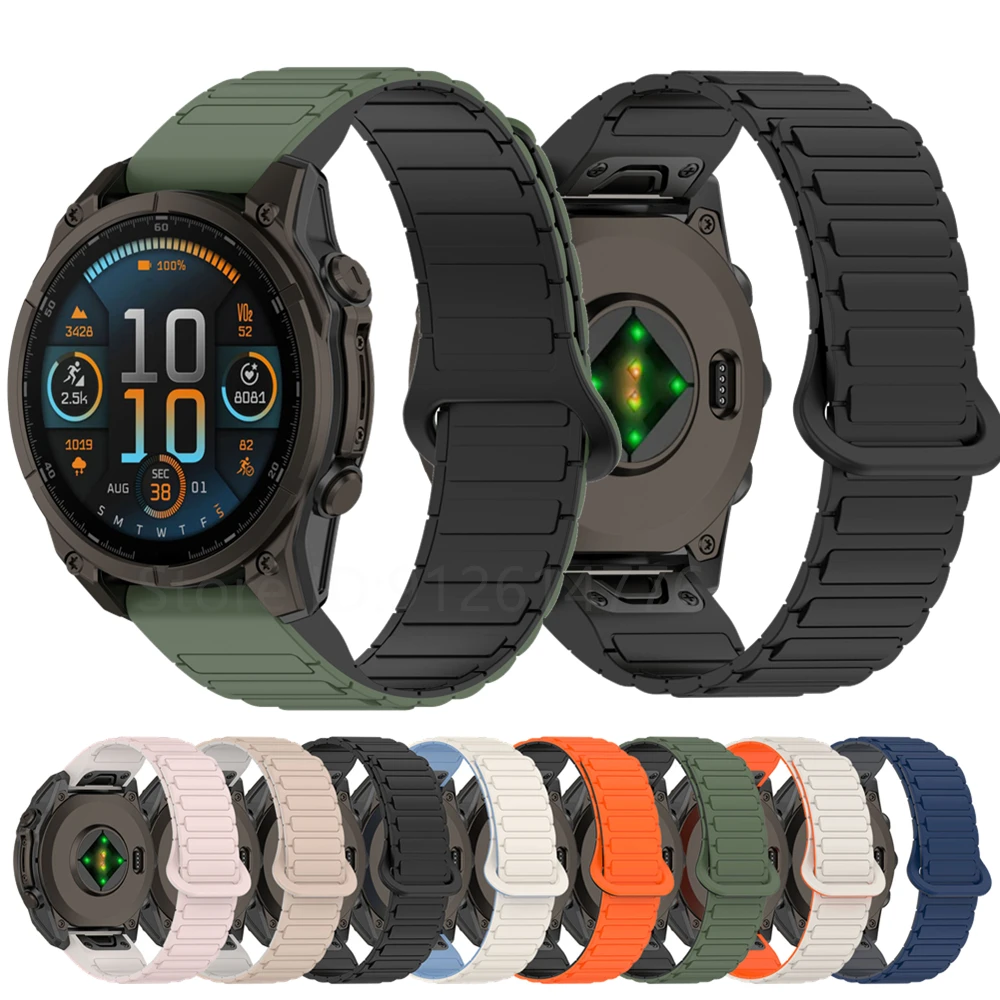 QuickFit Silicone Magnetic Strap For Garmin Fenix 8 51mm 43mm 47mm Epix Pro bracelet fenix7 7X 7S 6 6S 6X 5S 5 5X Watch Band