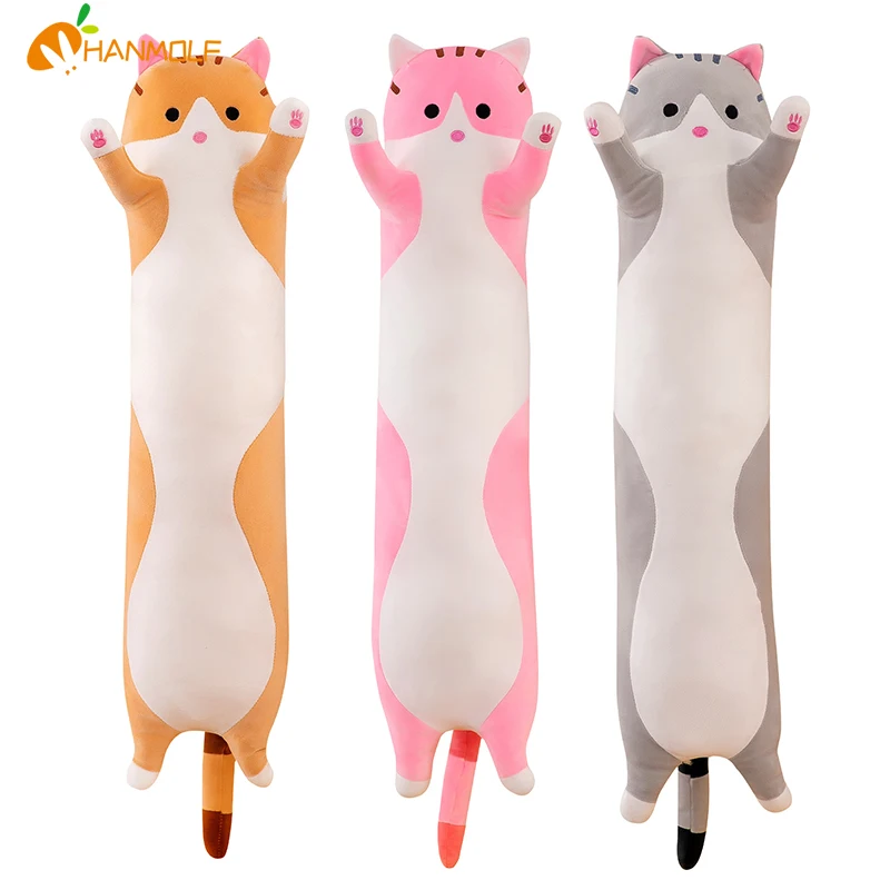 

50 см, 3 шт., милая подушка в виде кошки, милые длинные плюшевые игрушки-животные, мягкие сжимаемые лапы, спутник для сна, подарок для детей, Пря...