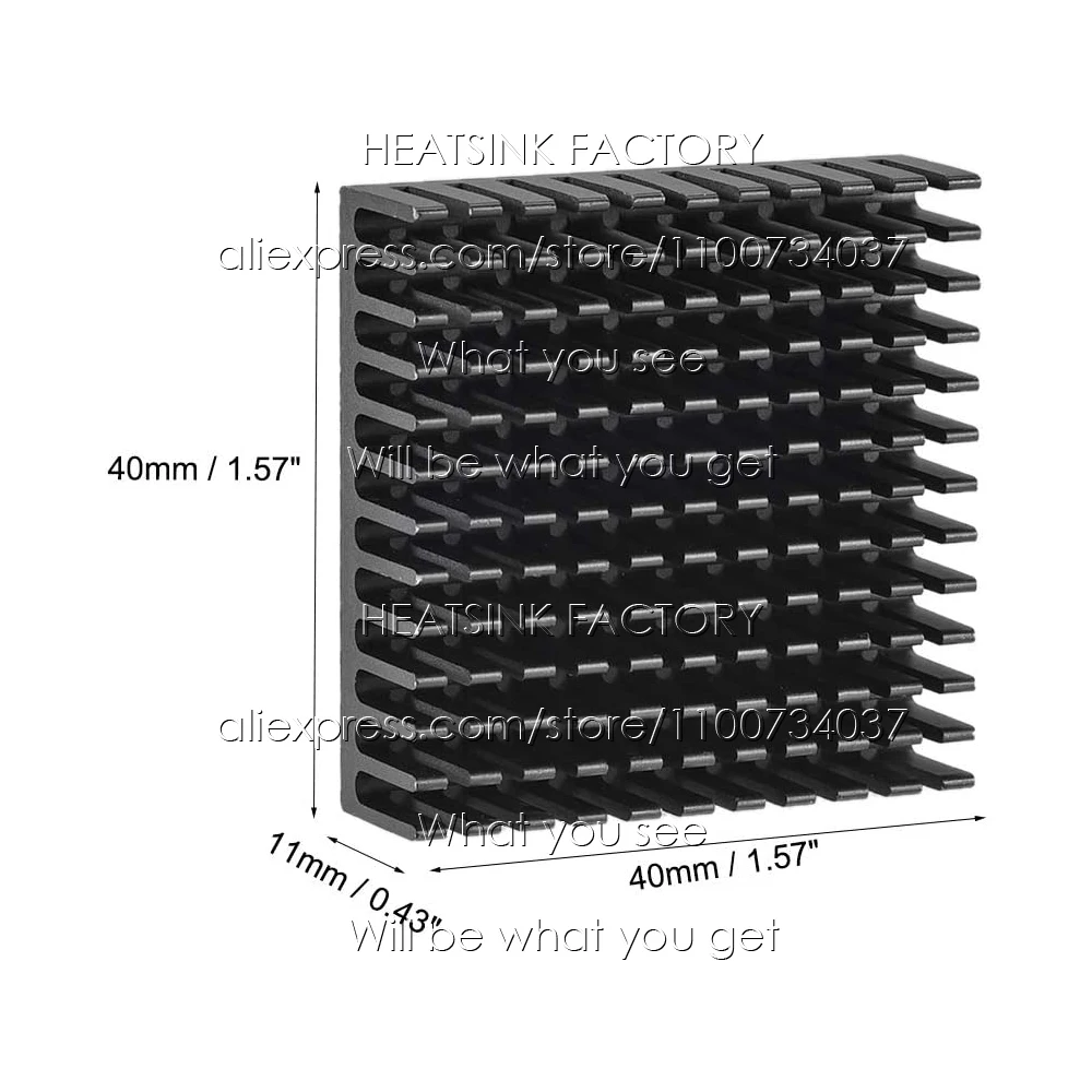40x40x11 мм черный квадратный зигзаг алюминиевые штырьковые ласты радиатор