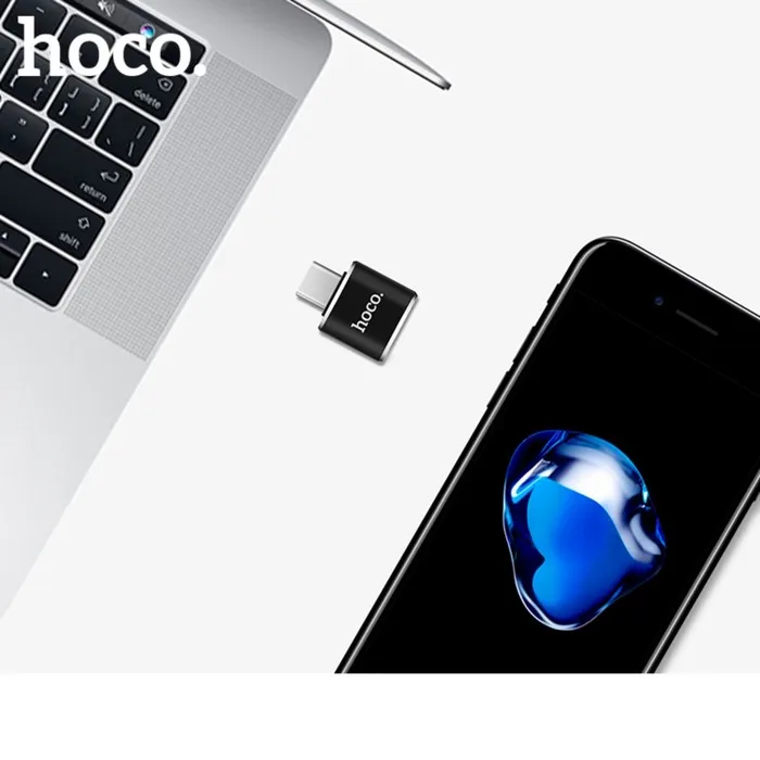 Адаптер Hoco UA5 Type-C - USB поддержка OTG металл черный |