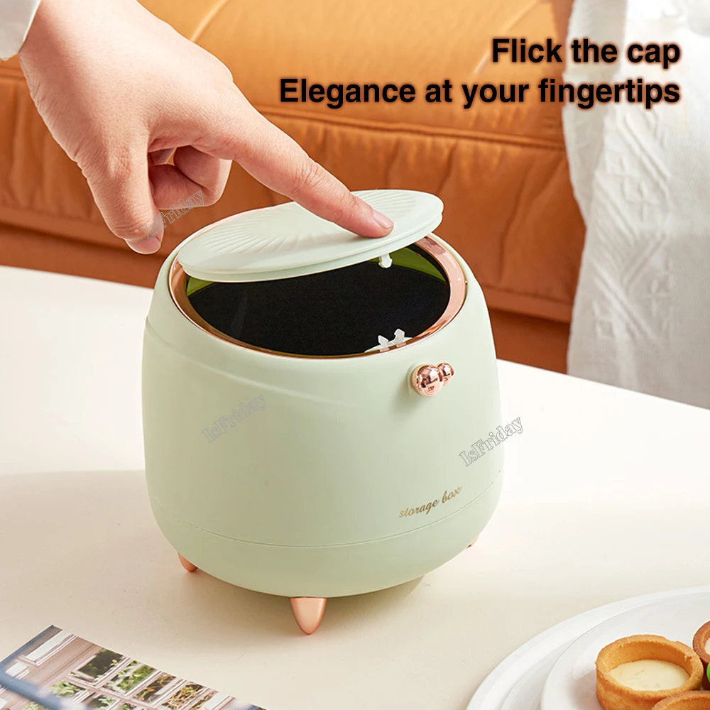 

Mini Cute Pressing Desktop Trash Can Double-layer Coffee Table Bomb Cover Bedroom Office Small Storage Bucket Rubbish Dustbin