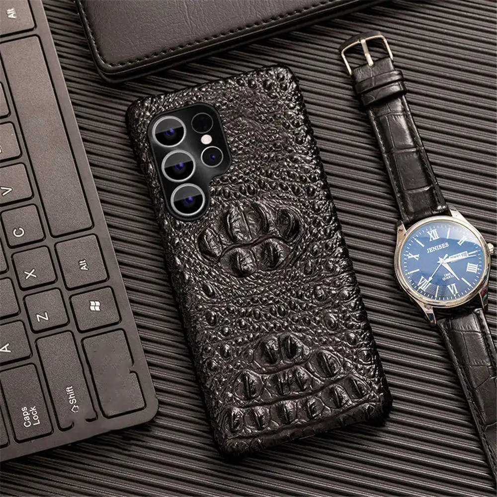 Тонкий чехол из натуральной яловой кожи для Samsung Galaxy S10 S20 S21 S22 S23 S24 S25 Ultra 3D задняя