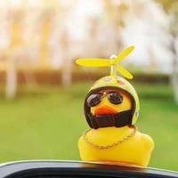 rubber duck toy car ornaments yellow duck car dashboard decorations cool glasses duck with propeller helmet for toyota