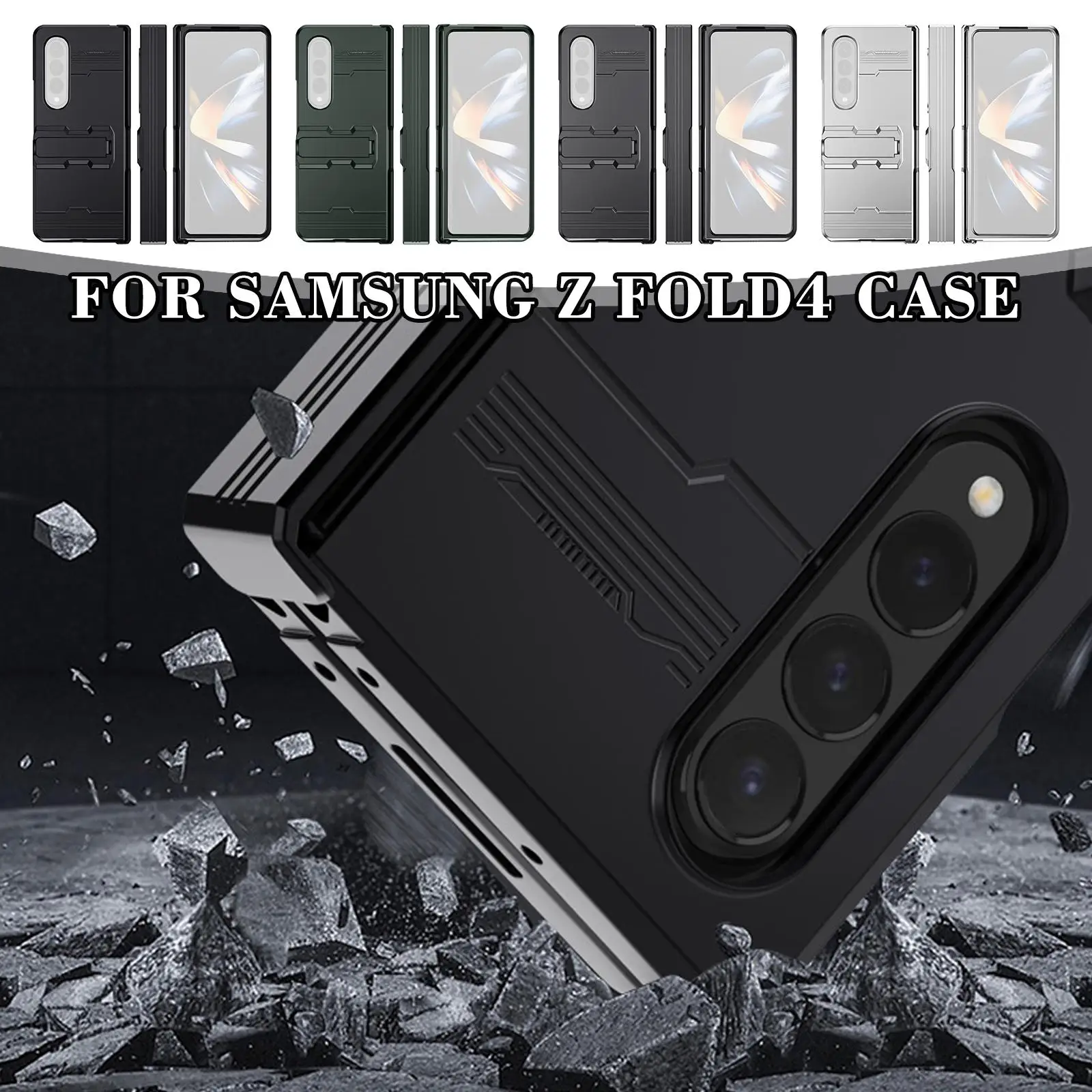 

Phone Case For Samsung Galaxy Z Fold 4 5G Foldable Case Anti-Fall Full Hinge Protection Kickstand Hard Plastic Case Fashion L0R7