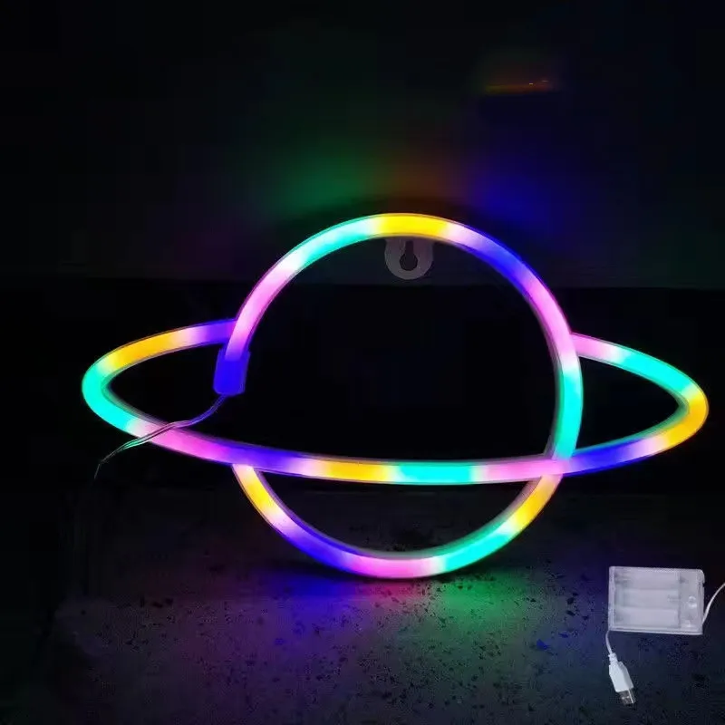 

Planet LED Lights Neon Light Sign Bedroom Decor Neon Sign Night Lamp for Rooms Wall Art Bar Party USB or Battery Powered