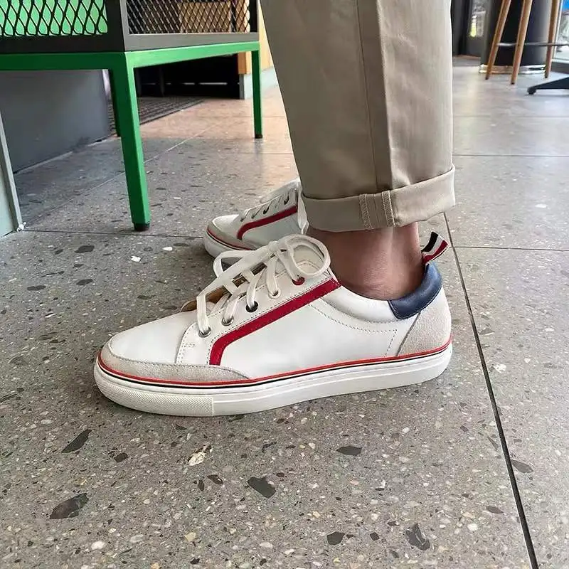 TB THOM-Zapatillas bajas de Color blanco para hombre, calzado genuino hecho a mano, Base plana, zapatos originales de diseñador informal