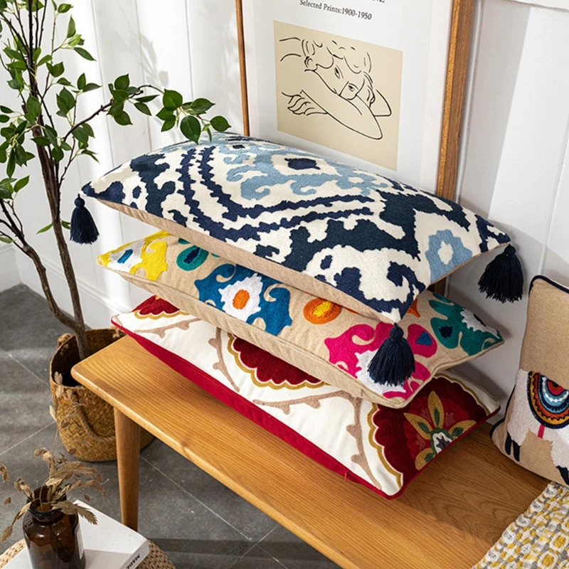 Винтажный богемный стильный ворсовый чехол для поясничной подушки Чехол с