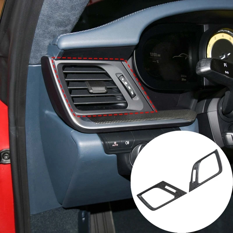 

For Porsche 911 2019 2020 2021 2022 Real Carbon Fiber Car Dash Side Air Outlet Frame Cover Trim Spare Parts Accessories Parts