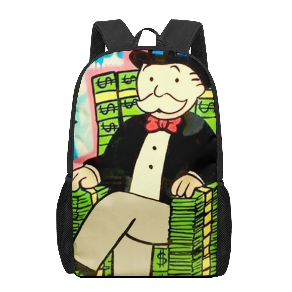 cartoon Alec Monopoly Aesthetic 3D Print School Backpack for Boys Girls Teenager Kids Book Bag Casual Shoulder Bags 16Inch Satch