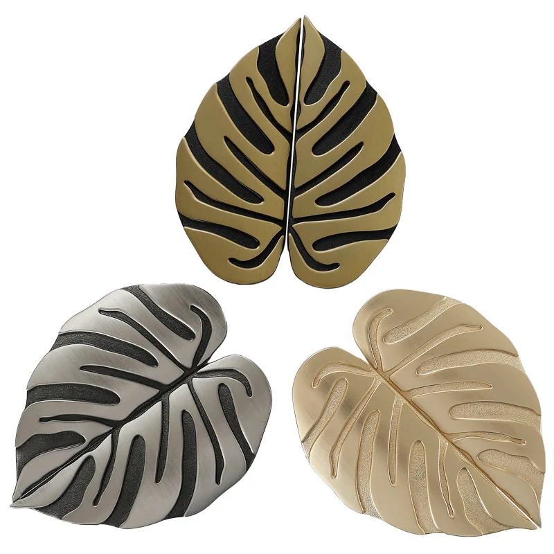 1 пара креативных ручек в форме листа Античная бронзовая Скандинавская дверная