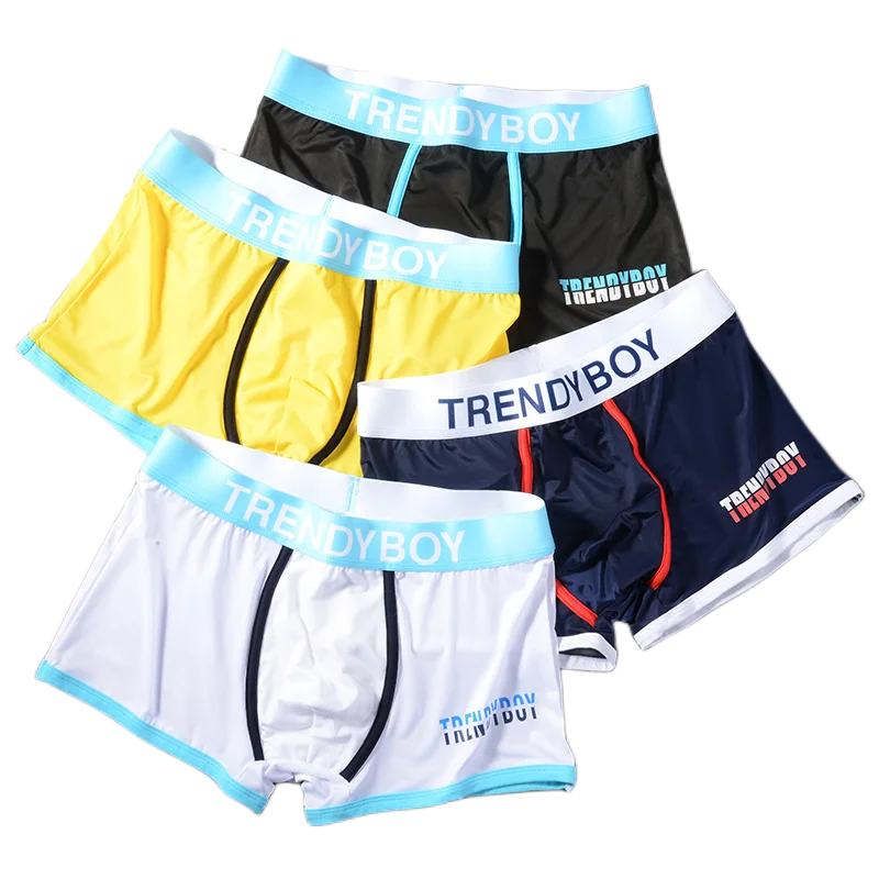 Men's Ice Silk Printed Boxer Men's Letter For Boxer Shorts Fashion Trend Boxer Shorts Comfortable Shorts L-4XL