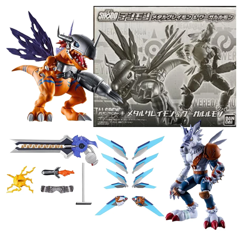 

Bandai Genuine Digimon Anime Figure Candy Toys Metal Greymon Were Garurumon Collection Anime Action Figure Toys for Children