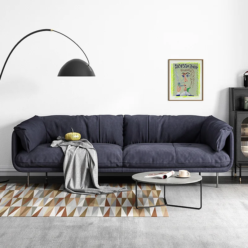 

Итальянский минималистичный кожаный пуховой диван, скандинавский простой дизайнерский диван из ткани для гостиной