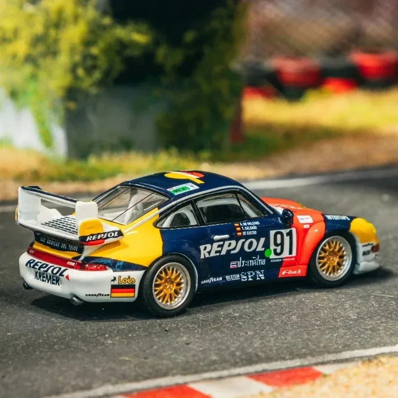 Фото TARMAC WORKS 1/64 911 GT2 24h Le Mans 1995 #   Коллекционная модель автомобиля из сплава 91, литая под давлением, металлическая, для мальчиков, рождественский подарок №3