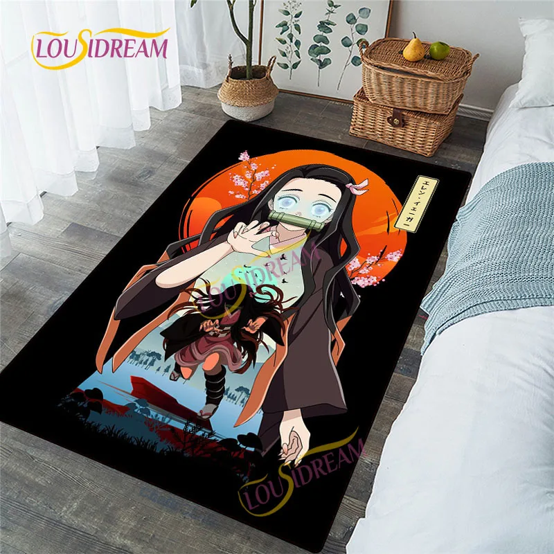 Demon Slayer Living Room Square Rug Soft Kitchen Mat Bedroom Door Japan cartoon carpet play mat |