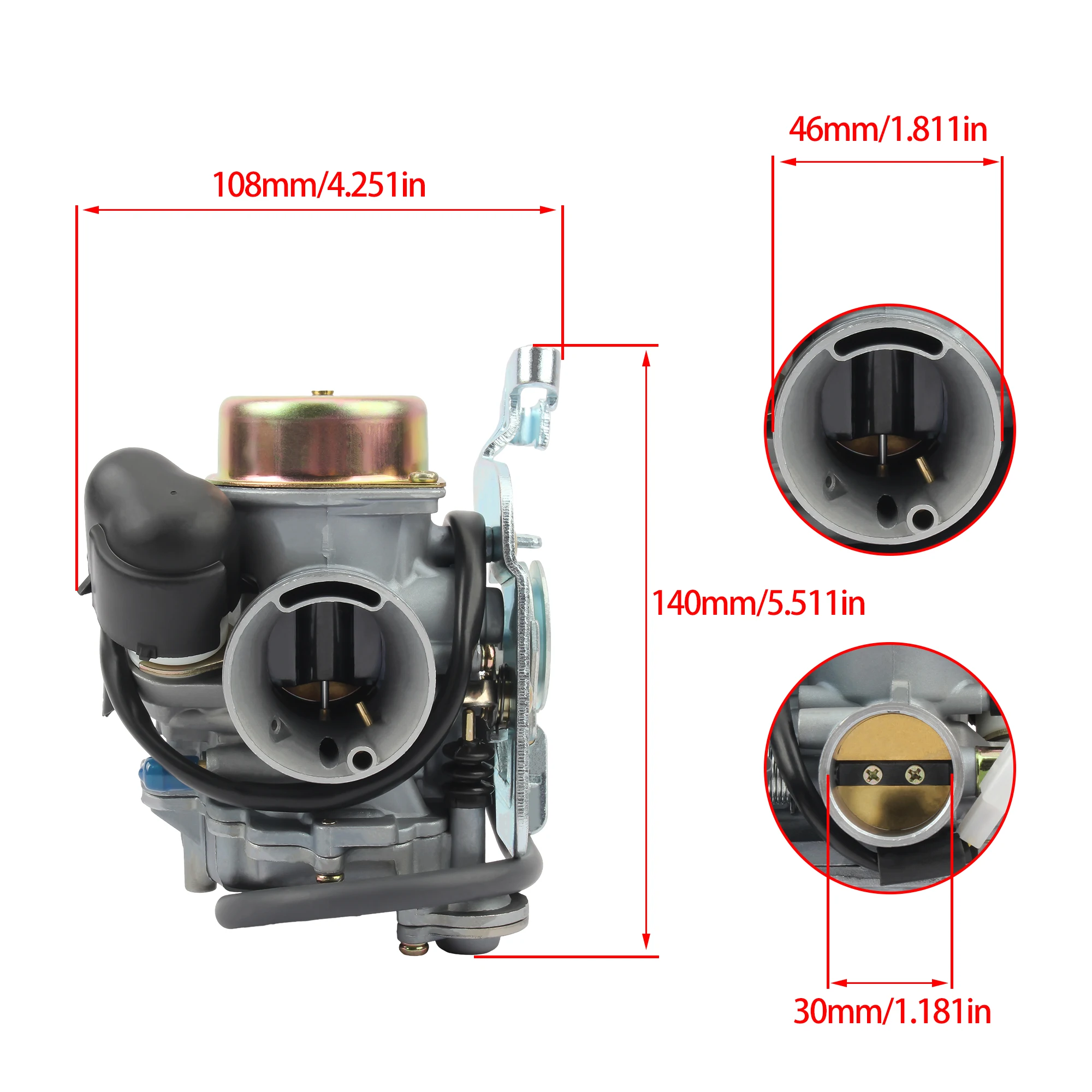 Фото CVK30 мотоцикл CVK 30 мм карбюратор для Keihin GY6 150-250CC TANK 260 скутеры ATV уличный велосипед запасные аксессуары №2