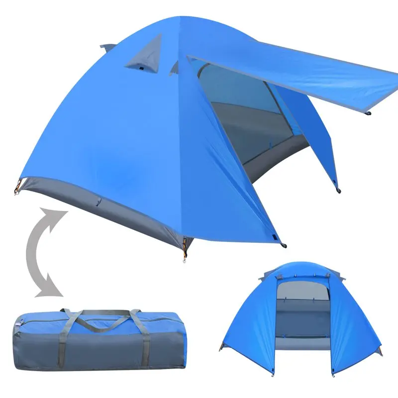 

Палатка туристическая двухслойная, портативная на 1-2 человек, водонепроницаемая, для походов и отдыха на открытом воздухе, синяя