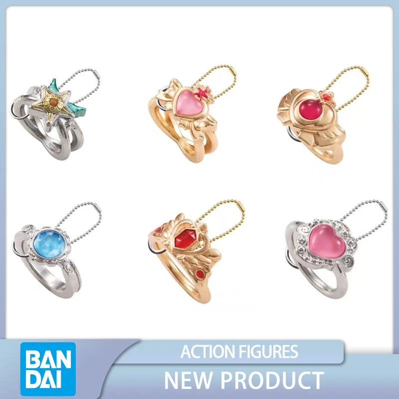

BANDAI Gashapon Sailor Moon 25th Anniversary Charm Ring Metal Pendant Kawaii Figuras Anime Action Figure Kids Prop Toys Gifts