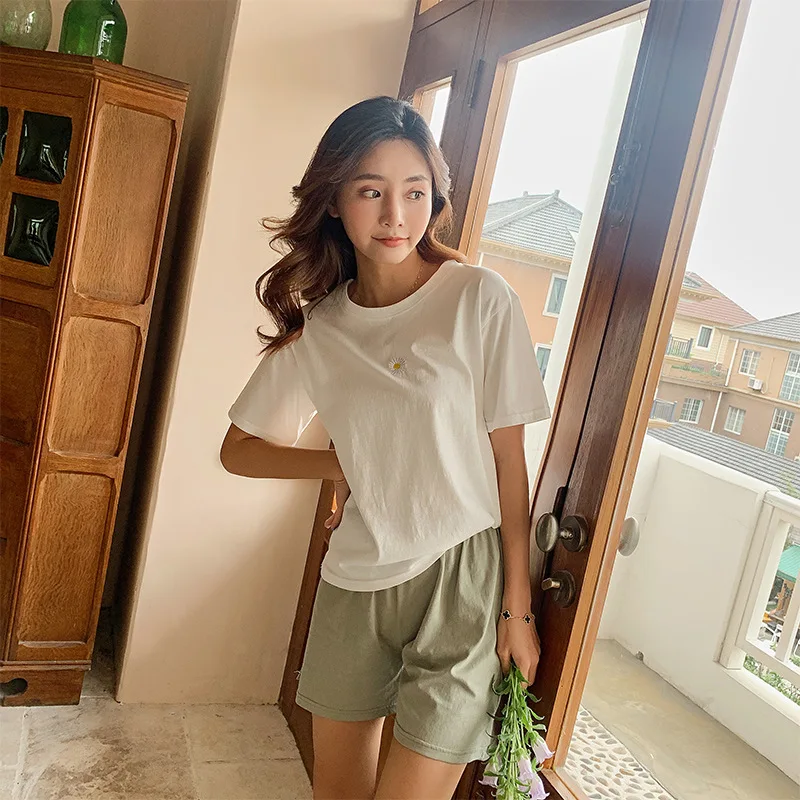 

summer new women's pajamas thin section short-sleeved shorts large floral print pajamas home service ladies pajamas for women