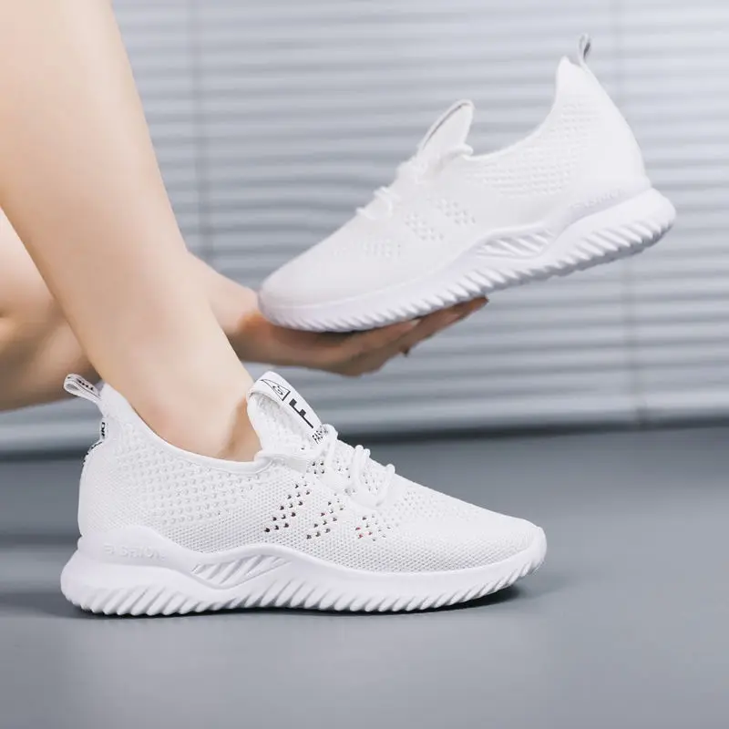Women Shoes 2023 Breathable Lace Up Sneakers Women Mesh Platform White Shoes Women Shallow Casual Shoes Zapatillas De Deporte