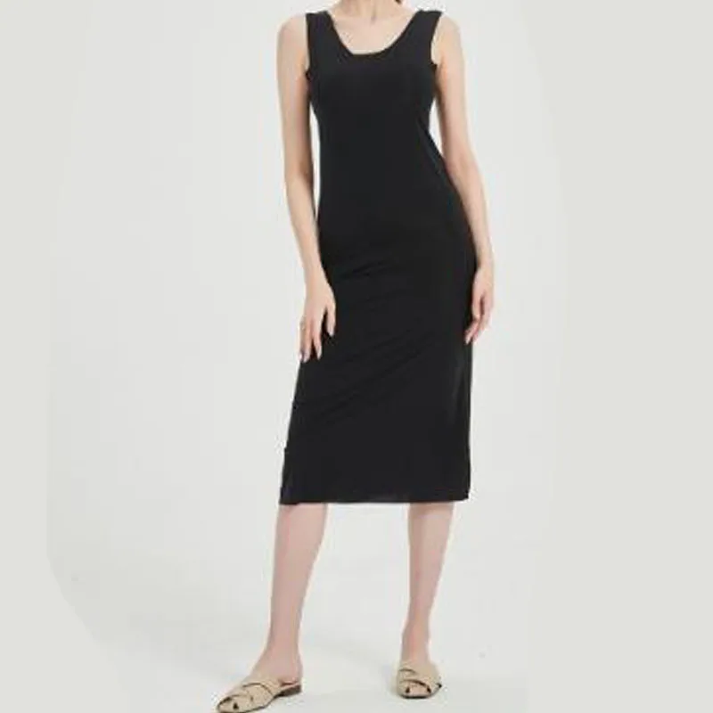 M-5XL  Nightgowns Women Sexy Sleep Ice Silk Nightdress Slim Seamless Vest Long Dress Female Nightshirt Bottoming Shirt