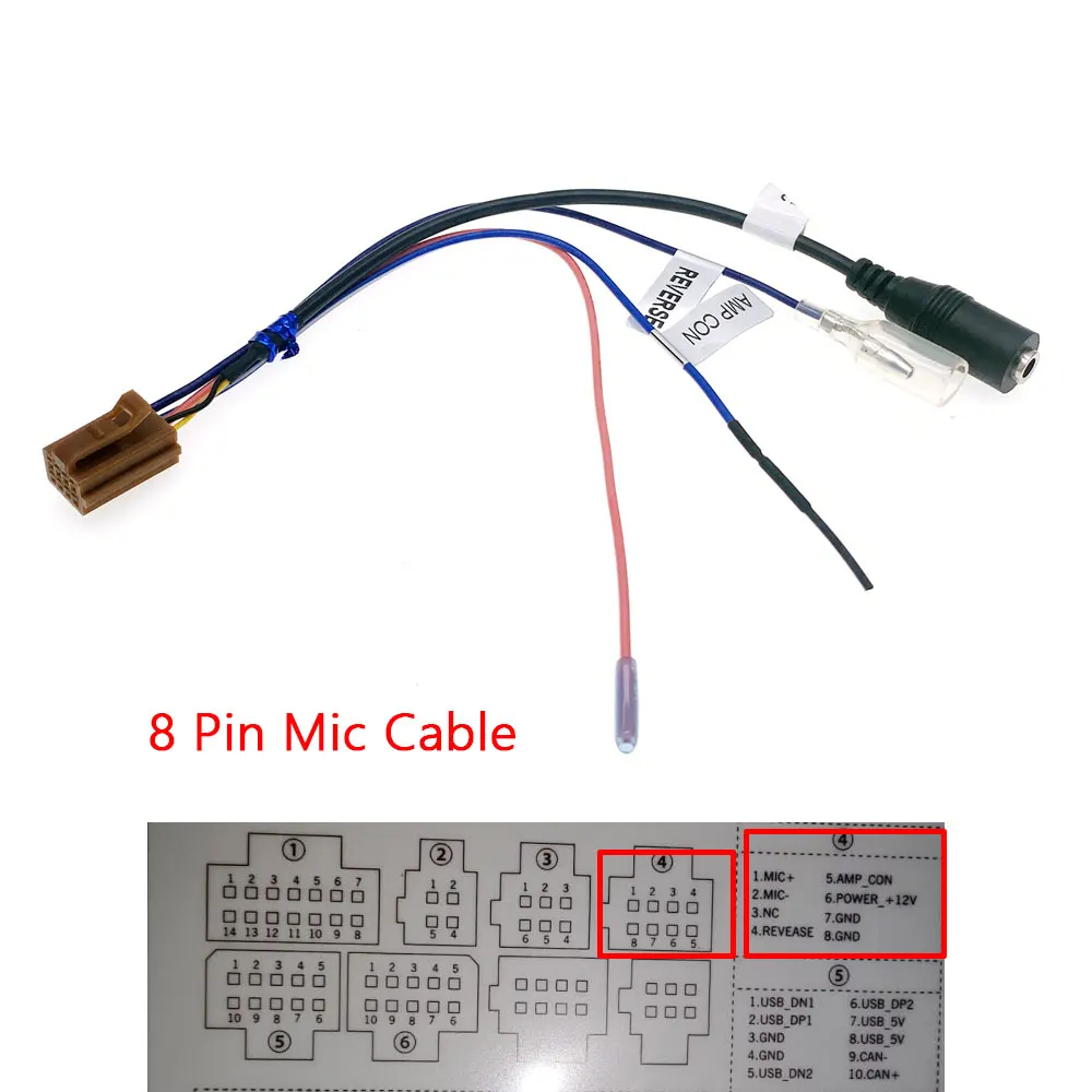 

10-контактный автомобильный радиоприемник, стерео, двойной USB 3,5 мм, удлинитель для микрофона, адаптер, кабельный разъем для мультимедийного Проигрывателя Android