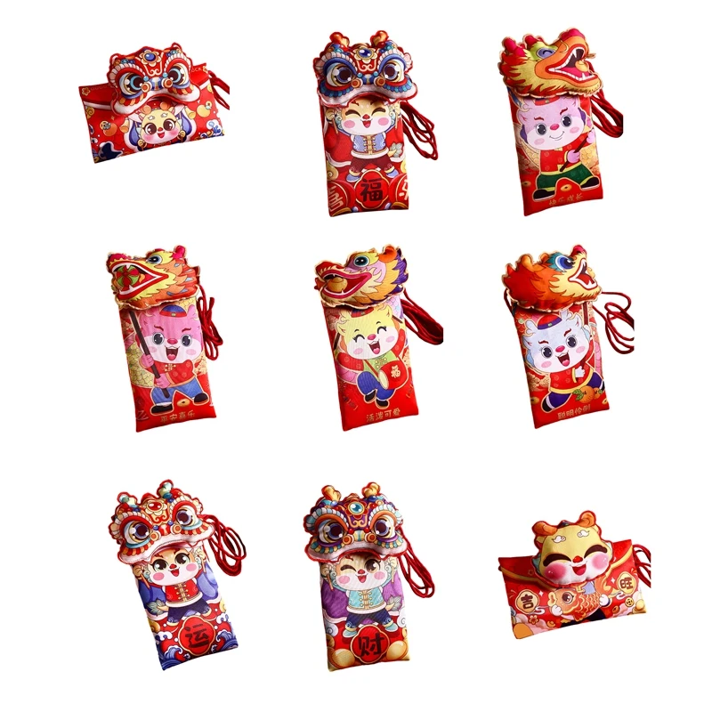 1 шт. 2024 год дракона китайский Новый ткань красный конверт G