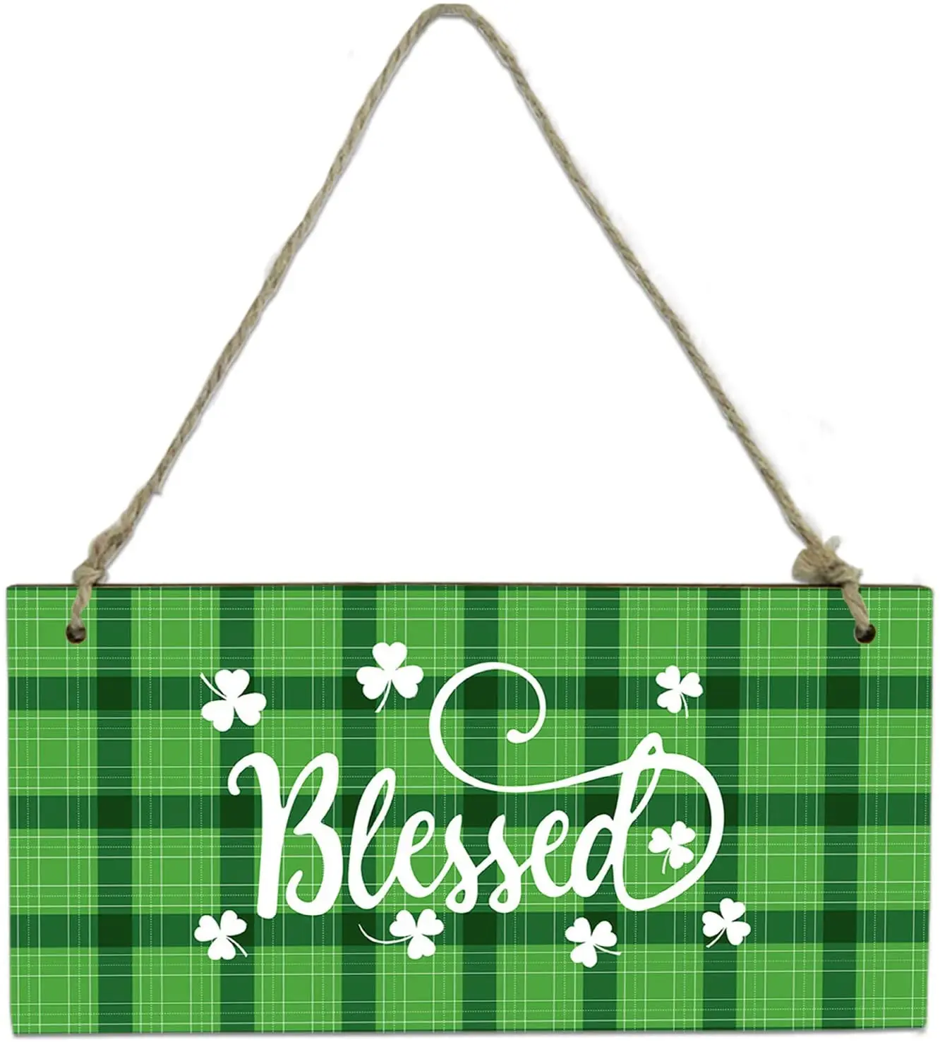 

Blessing and happiness green decorative hanging sign plaque with rope, suitable for the front door of family kitchen porch